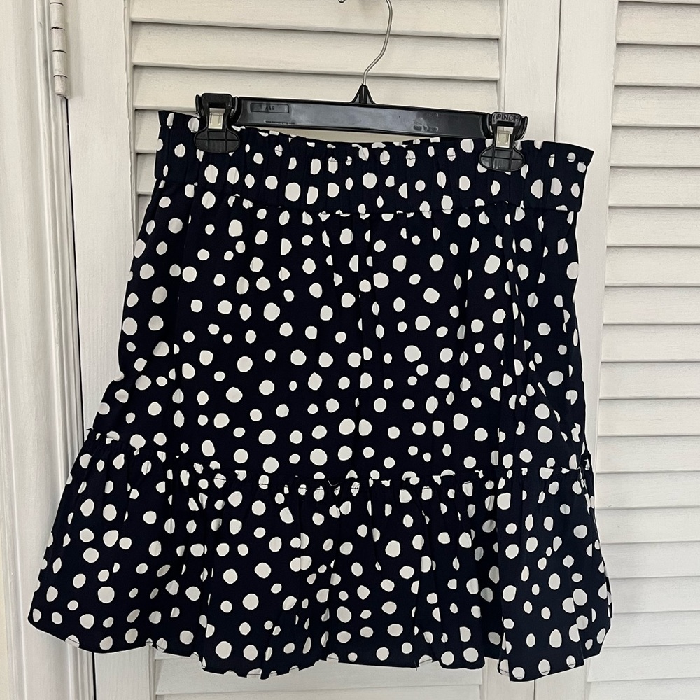Navy Blue and white Dot Loft tiered Polka Dot Skirt - Medium